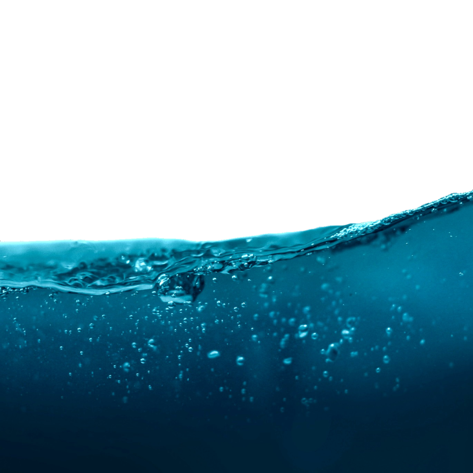 Close up of clear blue water with bubbles, used for the natural sea water listing