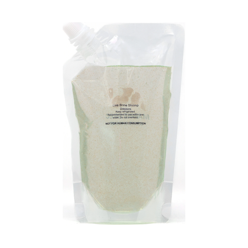 Back of the Marine Spec live baby brine shrimp 250ml pouch with label