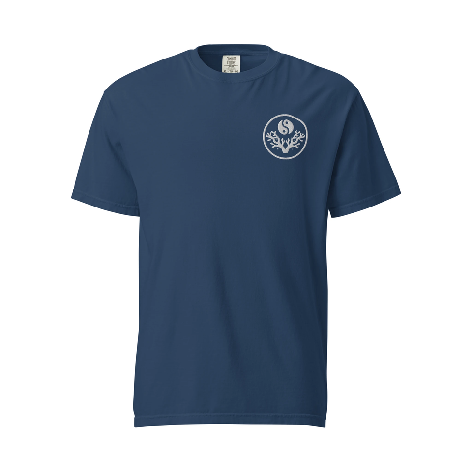 French Navy Stay Mindful, Keep Reefing t-shirt flat front with embroidered emblem