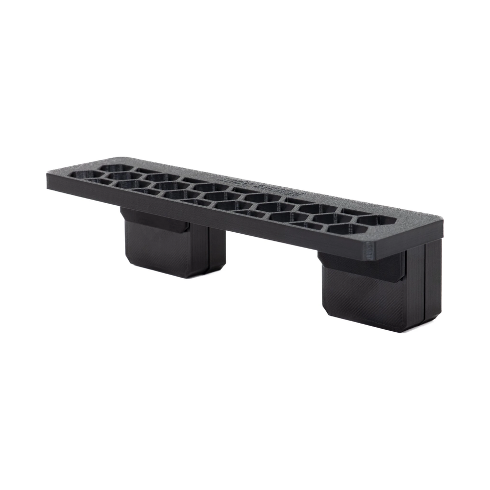 Slim magnetic frag rack in Midnight Black with its magnet blocks underneath
