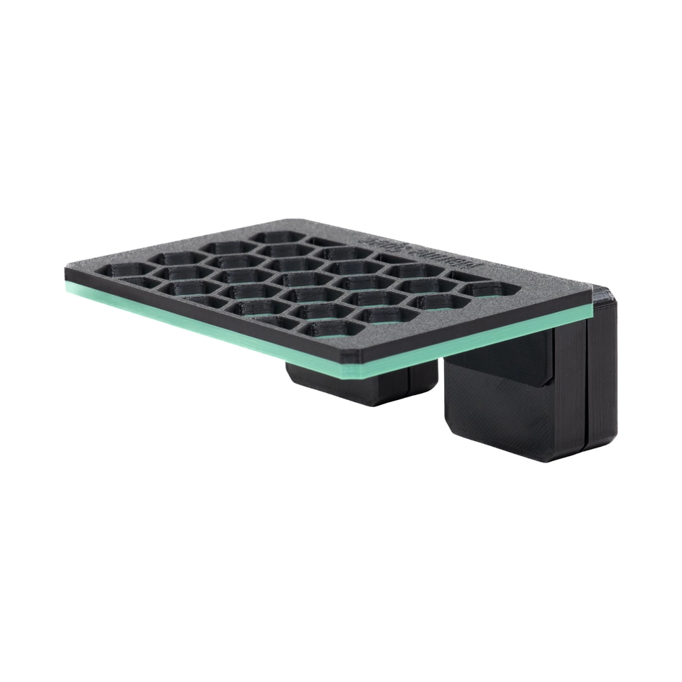 Mini magnetic frag rack in Aqua Green with its magnet block underneath