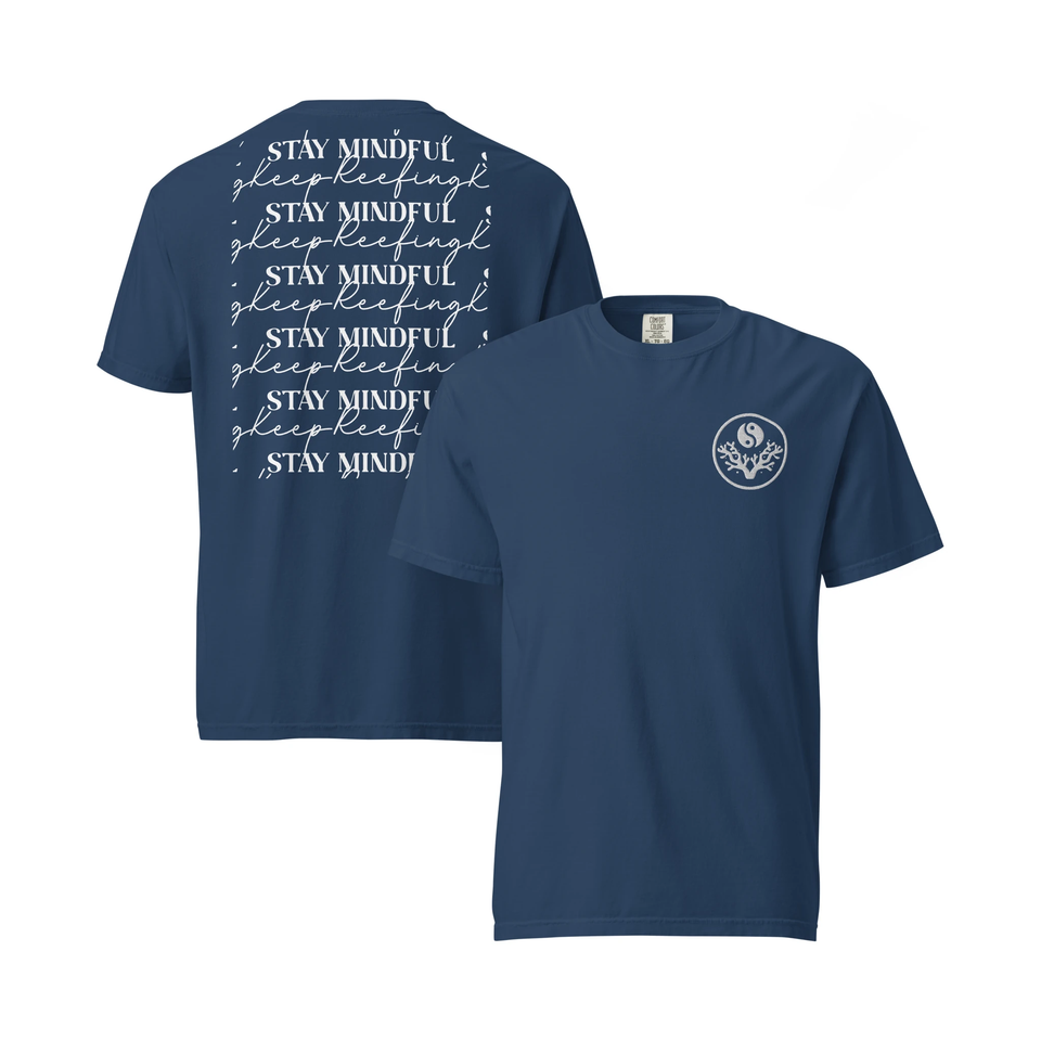 French Navy Stay Mindful, Keep Reefing t-shirt shown front and back together
