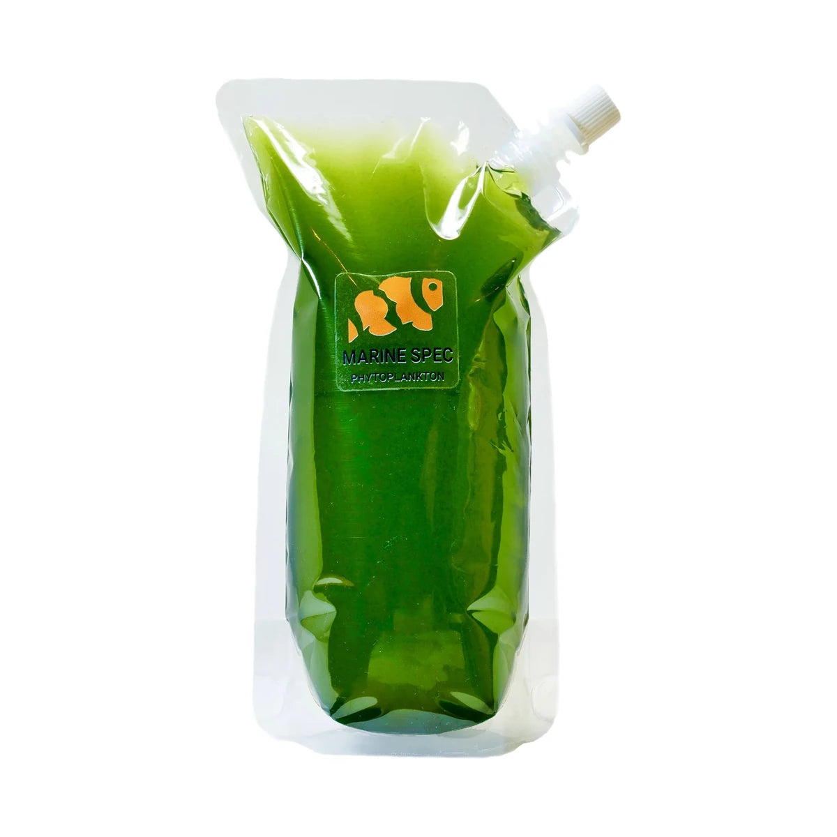 Pouch of live nannochloropsis phytoplankton, a dark green culture