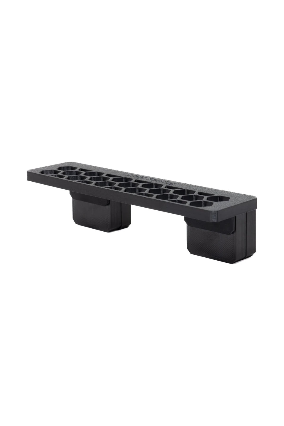 Slim magnetic frag rack in Midnight Black with its magnet blocks on white
